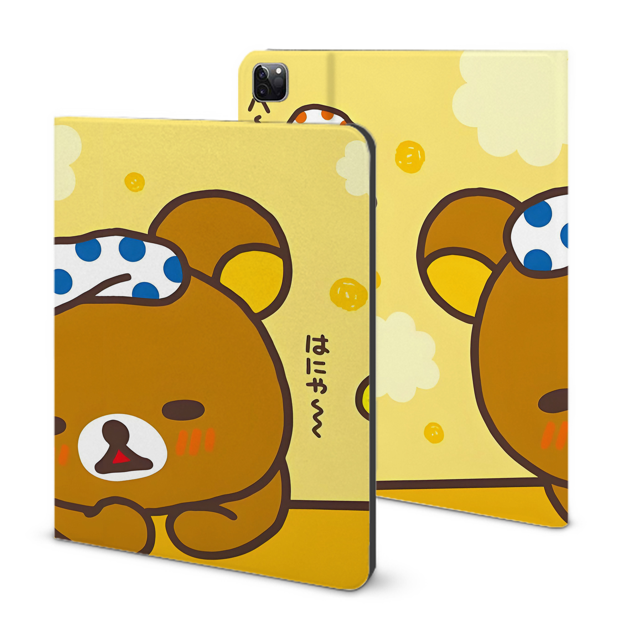 （画像用） リラックマ リラックマ キイロイトリ Rilakkuma Korilakkuma Kiiroitori IPad ケース ブック型 PUレザー TPU 耐衝撃 軽量 薄型 ペン収納なし 全面保護 IPad 各モデル対応